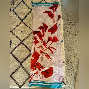 Floral Red and White Scarf
